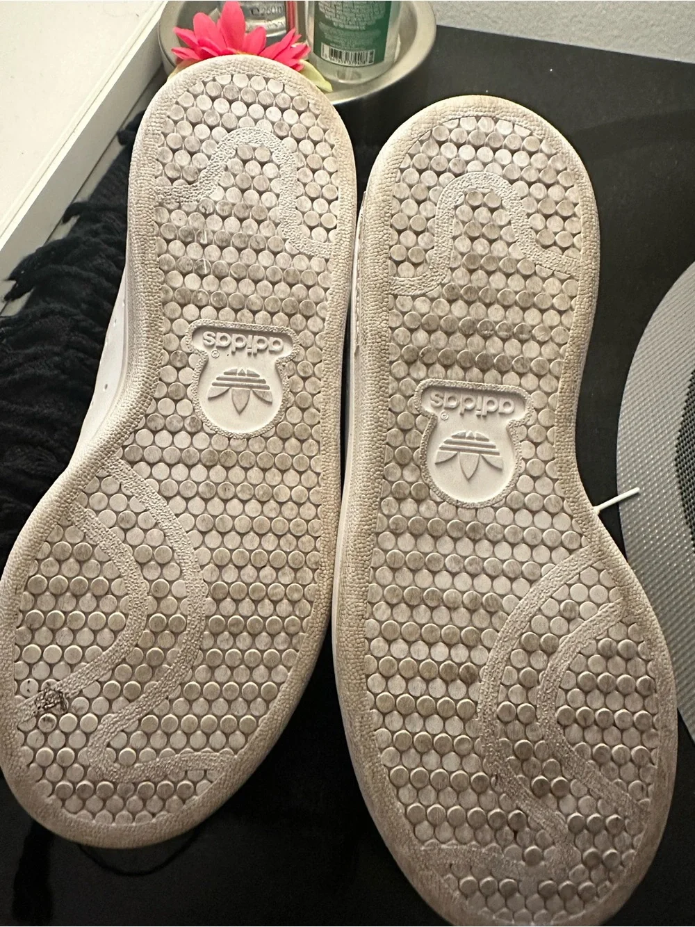 adidas Kids White Leather Sneakers with Green Heel Tab